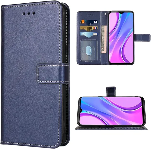 Compatible con Xiaomi Redmi 9 - Funda tipo cartera con correa para la muñeca con correa de piel, soporte para tarjetas, accesorios para celular,