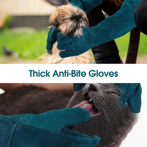 Miniatura 6 de AOWPFVV Guantes de manejo de animales, a prueba de mordeduras, guantes multiusos para mascotas, para viajes a veterinarios, preparación a prueba
