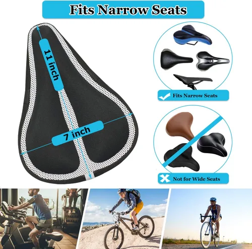 Miniatura 3 de Geronmine Funda de Asiento de Bicicleta de Gel Acolchada Cubiertas de Sillín de Bicicleta para Mujeres y Hombres, Funda de Cojín de Asiento