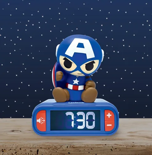 Miniatura 2 de LEXiBOOK, Vengadores de Marvel, Reloj despertador con luz nocturna de Los Vengadores, Sonidos y melodías, Pantalla LCD retroiluminada, Luminoso