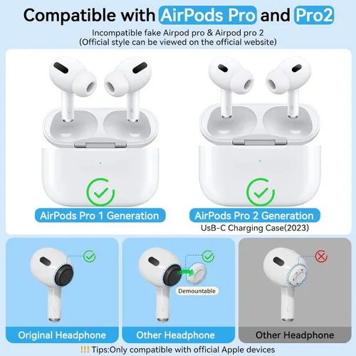 Miniatura 2 de Pohgelan Compatible con AirPods Pro de 2ª/1ª Generación Puntas de Repuesto para Auriculares, con Orificio de Reducción de Ruido y Pantalla