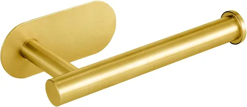 Soporte para papel higiénico autoadhesivo, sin taladrar para baño, baño, baño, soporte de pared, acero inoxidable (dorado)