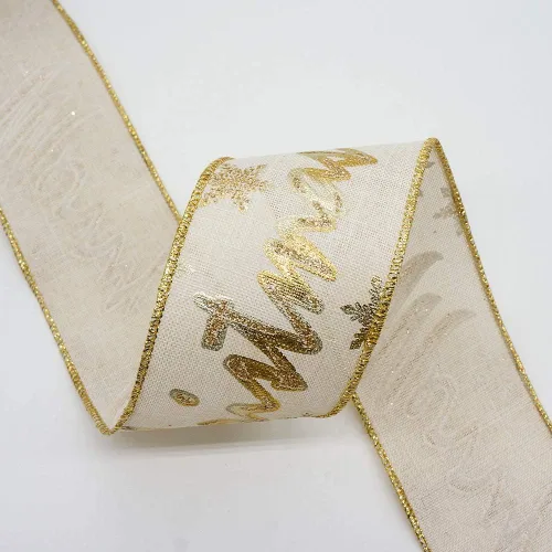 Miniatura 4 de Cinta con alambre de Navidad, para decoración del hogar, envoltura de regalos, manualidades de bricolaje, 2.5 pulgadas x 10 yardas x 1 rollo, lienzo