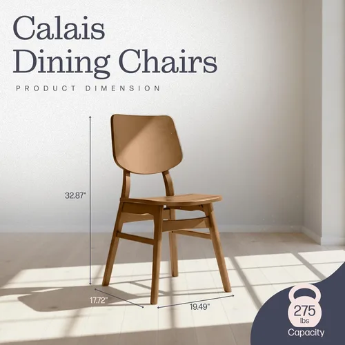 Miniatura 2 de Alaterre Furniture Calais Dining - Juego de 2 sillas de comedor moderno de mediados de siglo, juego de sillas de madera maciza con diseño