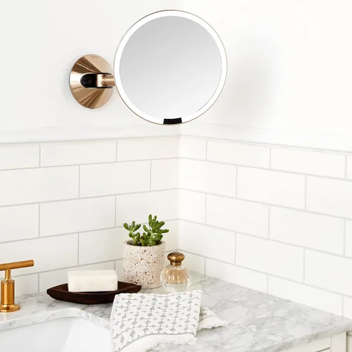 Miniatura 2 de simplehuman Espejo Sensor, Espejo de Maquillaje de Montaje en Pared con Luz, 8" Redondo Iluminado con Aumento (5X), Cableado Fijo, Brazo Giratorio