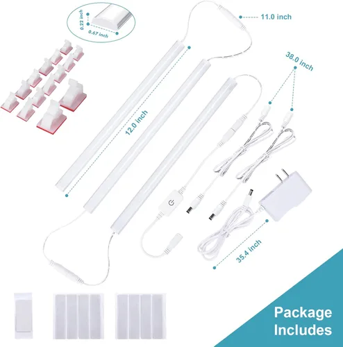 Miniatura 6 de Luces bajo encimera para cocina, 3 paquetes x 12 pulgadas de iluminación LED regulable bajo gabinete, blanco frío 6000K, luces bajo gabinete