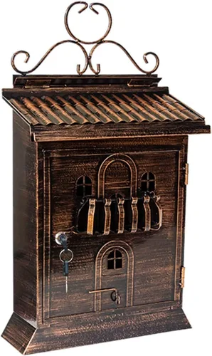Buzón de sugerencias para negocios, caja de donación, de latón, para montaje en pared, con 2 llaves y cerrada, grande, exterior, impermeable, de
