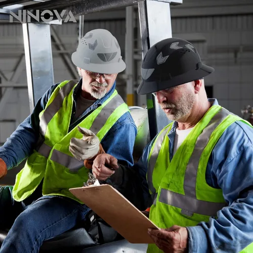 Miniatura 6 de Full Brim Hard Hat Hardhats Men ANSI Approved OSHA Cascos De Construccion Vented Hard Hat Full Brim Safety Helmet for Construction