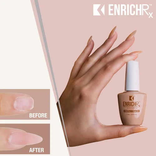 Miniatura 4 de KUPA EnrichRx Gel constructor, melocotón perfecto, vitamina E y colágeno infundido, cepillo de gel de remojo UV/LED en uñas naturales, 0.57 onzas