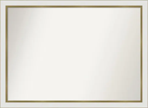 Miniatura 72 de Amanti Art Espejo de baño blanco para sobre el fregadero, 30 x 35 pulgadas, espejo de tocador rectangular estrecho de Eva de oro blanco, marco