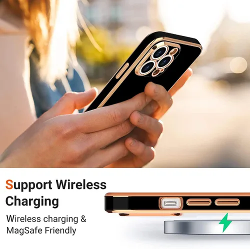 Miniatura 6 de Teageo Funda para iPhone 13 Pro para mujeres y niñas, diseño de corazón de amor, cubierta trasera suave, protección completa de la cámara, Negro