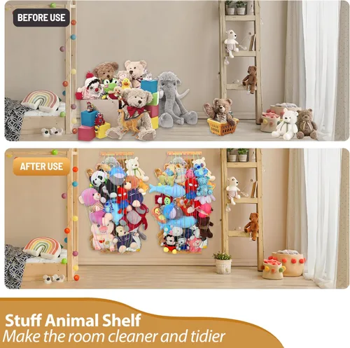 Miniatura 3 de PHOENANCEE Organizadores de almacenamiento de animales de peluche, soporte para animales de peluche, red colgante de hamaca de zoológico para sala