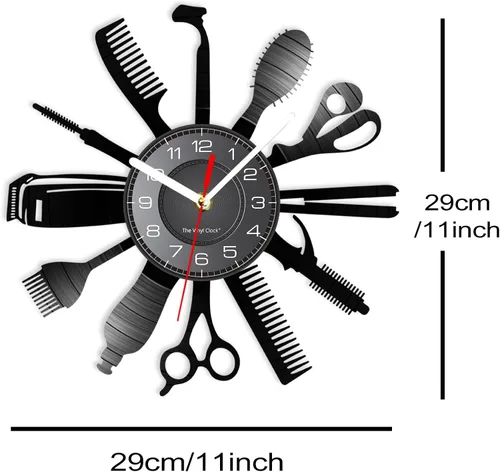 Miniatura 6 de Reloj de pared con herramientas de peluquería de 12 pulgadas con 7 colores cambiantes, reloj de pared para peluquería y negocios, reloj de pared