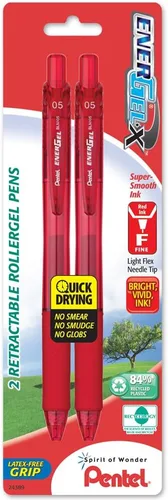 Miniatura 4 de Pentel EnerGel-X - Lapicera de gel líquido retráctil, punta de 0,7 mm de metal, trazo medio, 3 unidades, Azul