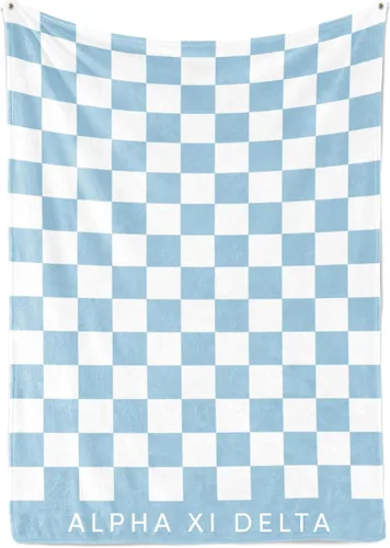 Sorority Shop Alpha Xi Delta - Manta gruesa a cuadros, 50 x 62 pulgadas, color azul, poliéster, estilo moderno, perfecta para regalos de hermandad
