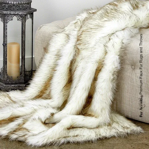 Miniatura 25 de Fur Accents Manta suntuosa de piel sintética de lujo, calidad de diseñador fabricada en Estados Unidos, Winter Fox