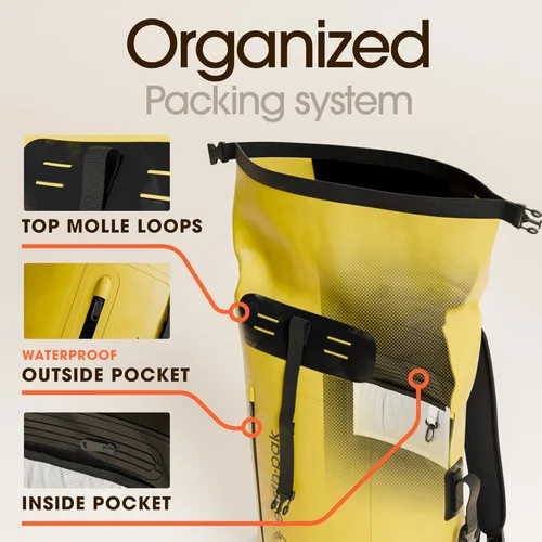 Miniatura 5 de Earth Pak Mochila impermeable - Mochila de senderismo resistente - Bolsa con cierre enrollable - Bolsa seca acolchada con carcasa impermeable