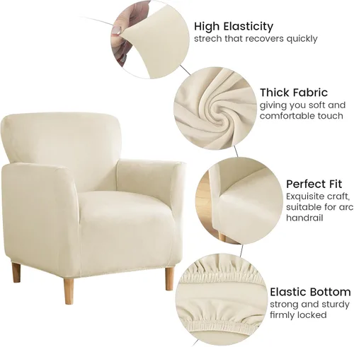 Miniatura 3 de MIFXIN Funda elástica para sillón de banquete, de terciopelo, 1 pieza, de elastano, elástico, protector de muebles, para sofá de 1 plaza con brazos