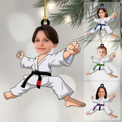 Miniatura 10 de Adorno personalizado de Jiu Jitsu, decoración de árbol de Navidad de artes marciales, regalo de recuerdo navideño BJJ para niños, adolescentes, On63