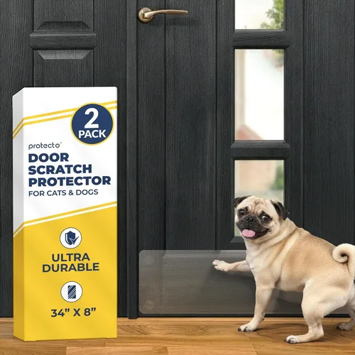Miniatura 11 de PROTECTO Paquete de 2 protectores de puerta resistentes contra arañazos de perros, 30 x 20 pulgadas, protector de arañazos de puerta transparente