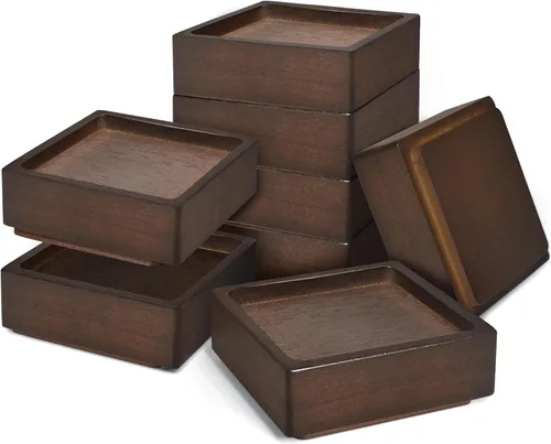 Miniatura 12 de Elevadores de madera para cama, bloques de madera resistentes, apilables de 1 pulgada a 2 pulgadas, 3 pulgadas 4 pulgadas de alto, elevadores