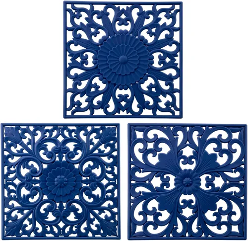 Miniatura 13 de Salvamanteles de silicona para platos calientes, ollas y sartenes, tapete de salvamanteles tallado multiusos, tapetes de silicona aislados