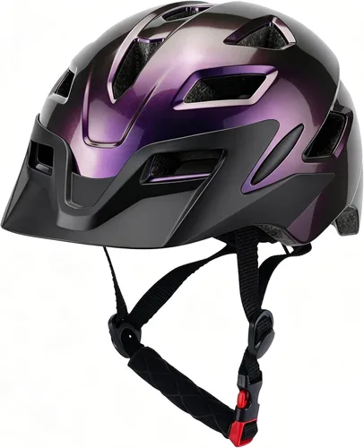 Miniatura 13 de Casco de bicicleta para niños, casco ajustable para niños y jóvenes con visera desmontable y luz LED para niños de 3-5/5-8/8-12 años, casco Azul