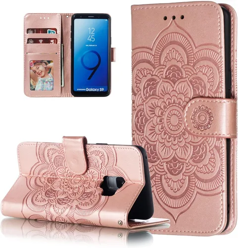 Miniatura 15 de EYZUTAK Funda de cuero con diseño de mandala para Samsung Galaxy S8, con tapa y ranuras para tarjetas, soporte magnético, funda protectora ultra