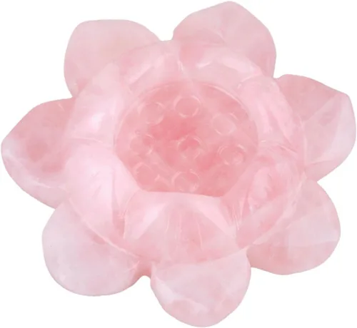 Miniatura 9 de mookaitedecor Ojo de tigre tallado piedra preciosa Lotus Flower Statue Crystal Ball Stand/Candelero decorativo Amarillo