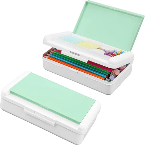Miniatura 17 de Meiikun Caja de Lápices, Cajas de Lápices de Gran Capacidad 2 Compartimentos, Estuche Rígido de Lápices con Tapa Hermética, Caja Organizadora de 1