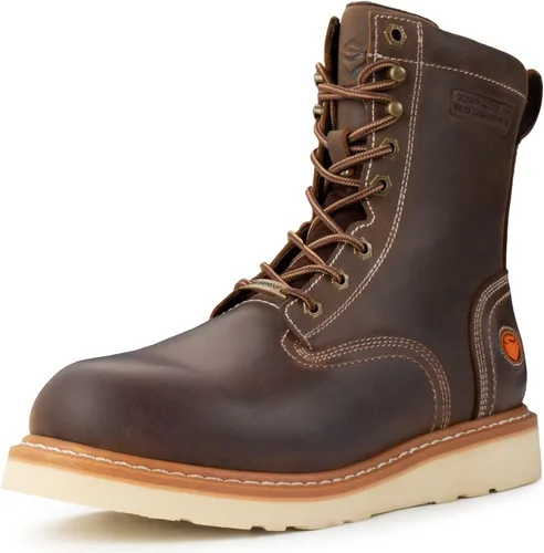 Miniatura 9 de SUREWAY Men's 8" Waterproof Steel-Toe Logger Work Boot,Superior Oil/Slip Resistant,Thicker Full Grain Leather,Wedge Rubber Sole,EH Rated
