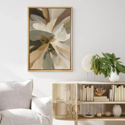 Miniatura 4 de MUDECOR Impresión en Lienzo Enmarcado Arte de Pared Pincelada Floral Abstracta en Tonos Neutros Cálidos Tonos Terrosos Ilustraciones Minimalismo