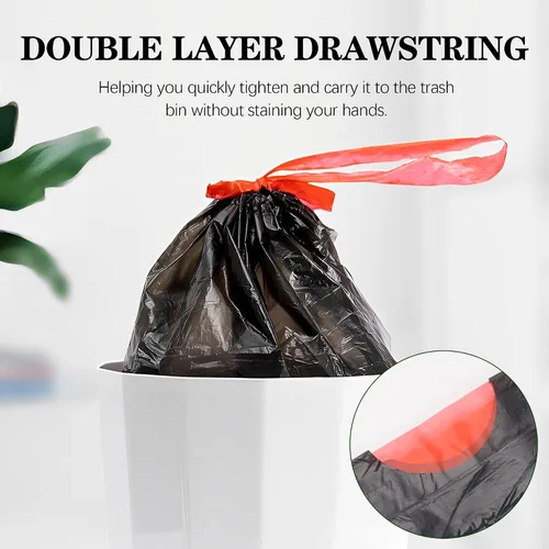 Miniatura 3 de Bolsas de basura de 8 galones, 120 bolsas de basura con cordón negro, plástico grueso, 22.06 x 25.61 pulgadas (negro, 8) – adecuadas para oficina