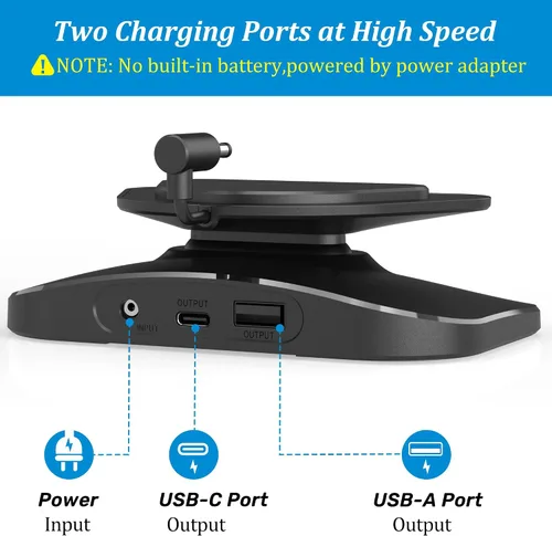 Miniatura 5 de PlusAcc Soporte para Show 5 (3ª generación) - Soporte de mesa ajustable con 2 puertos de carga (USB-C y USB-A), base magnética inclinable