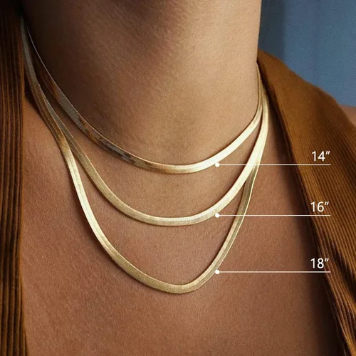 Miniatura 9 de DEARMAY 14K Gold Necklaces for Women, Dainty Gold Herringbone Choker Necklace for Women Thin Layered Chunky Snake Chain Necklaces Jewelry for Teen