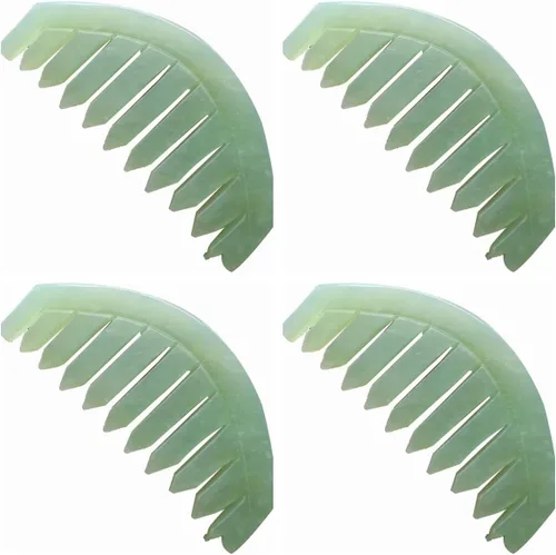 4 unids verde naturaleza jade piedra masaje peine tradicional natural jade masajeador de acupuntura terapia de cabeza tratamiento de punto gatillo