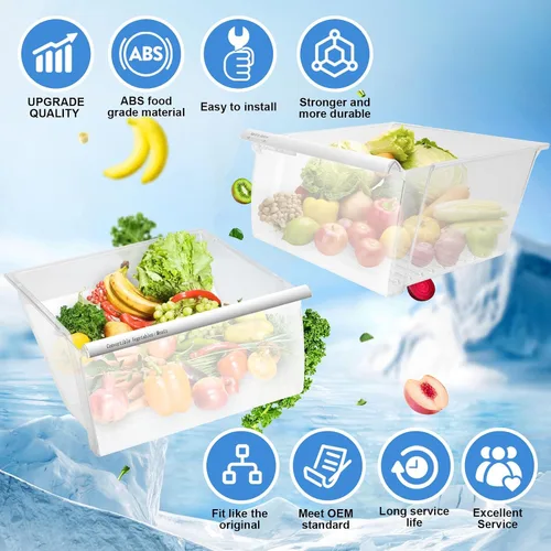 Miniatura 7 de Paquete de 2: 2188656 (superior) para refrigerador y 2188664 (inferior) repuesto de cajón para nevera compatible con cajones de refrigerador Kenmore