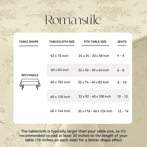 Miniatura 6 de Romanstile Mantel rectangular de jacquard, resistente al agua, elegante, con patrón floral de rosa damasco, mantel decorativo de poliéster lavable