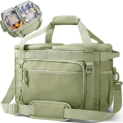 Miniatura 27 de TOURIT Lonchera térmica con lados blandos 48/60 latas gran bolsa de almuerzo plegable, caja de hielo, 8.4/10.6 galones enfriadores sin fugas y Negro
