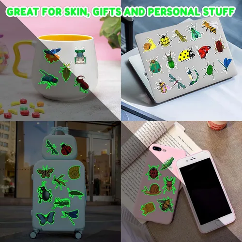 Miniatura 6 de 96 tatuajes temporales que brillan en la oscuridad para niños, calcomanías luminosas de insectos para niños y niñas, recuerdos de fiesta