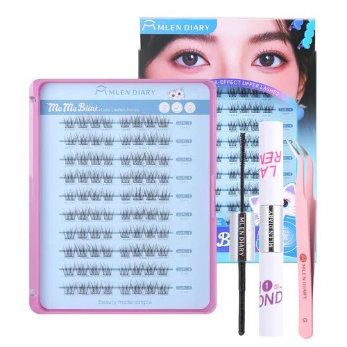 Miniatura 12 de MLEN DIARY Lash Clusters Kit 80PCS Natural Eyelash Clusters C Curl Wispy DIY Eyelash Extensions Kit with Lash Bond and Remover Tweezers 8.5-12.5mm
