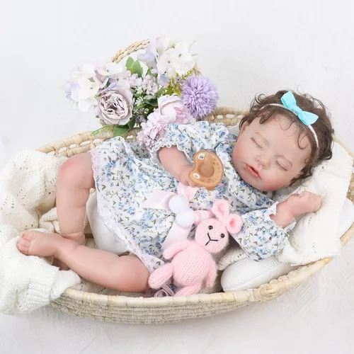 Miniatura 5 de KSBD Muñecas realistas de bebé recién nacido, niña de 20 pulgadas durmiendo recién nacida con cuerpo suave y pesado, regalo de Navidad y cumpleaños