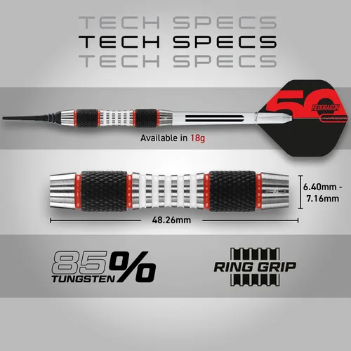 Miniatura 4 de RED DRAGON Axis Professional Darts Set - 85% Tungsten Darts with Flights, Shafts & Wallet - Available in Multiple Colors, Soft Tip 18g and Steel Tip