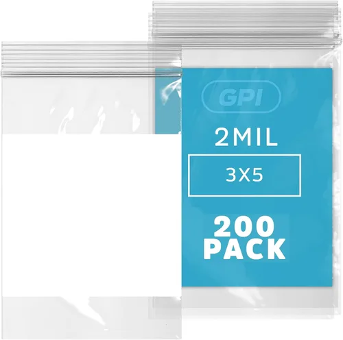 Miniatura 9 de GPI - Mini bolsas con cremallera de 1 x 1 pulgada, paquete de 1000 bolsas de plástico transparente con cierre con cremallera con bloque blanco