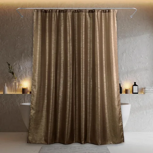 Miniatura 10 de Cortinas de ducha negras para baño: 72 pulgadas, repelente al agua, lavable, estilo lino, cortina de ducha de tela de ducha - Elegante cortina