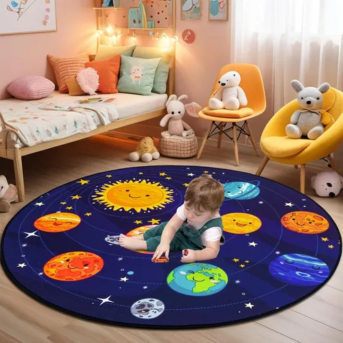 Miniatura 9 de Alfombra de aula, alfombra de 3 x 5 pies para perros y niños con respaldo de goma, alfombras educativas para el aula, alfombra