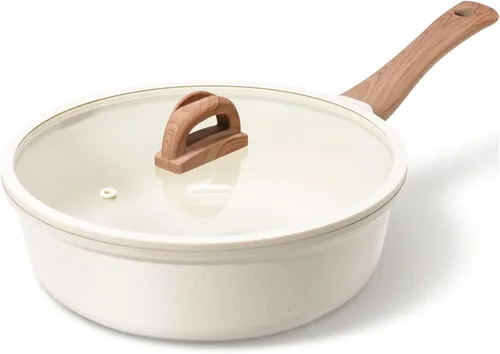 Miniatura 10 de Cacerola antiadherente de cerámica con tapa, olla pequeña antiadherente de 2.0 cuartos de galón con mango que se mantiene fresco, olla de cocción