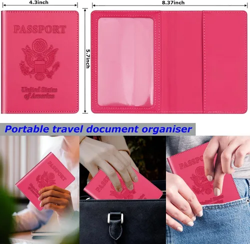 Miniatura 2 de Herain Soporte para pasaporte, funda para pasaporte, cartera para pasaporte, para mujeres y hombres, funda de pasaporte, protector de libreta
