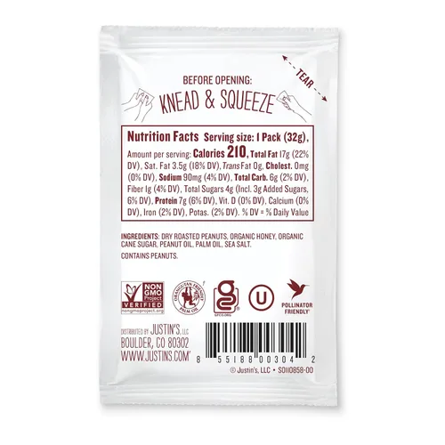Miniatura 3 de Justin's - Mantequilla de maní con miel en paquetes para apretar, sin gluten, sin transgénicos, fuente responsable, paquete de 10