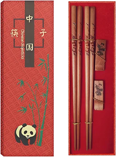 Miniatura 11 de Juego de palillos panda con reposo de regalo, aptos para lavavajillas, reutilizables, de fibra de vidrio, palillos y soporte de porcelana